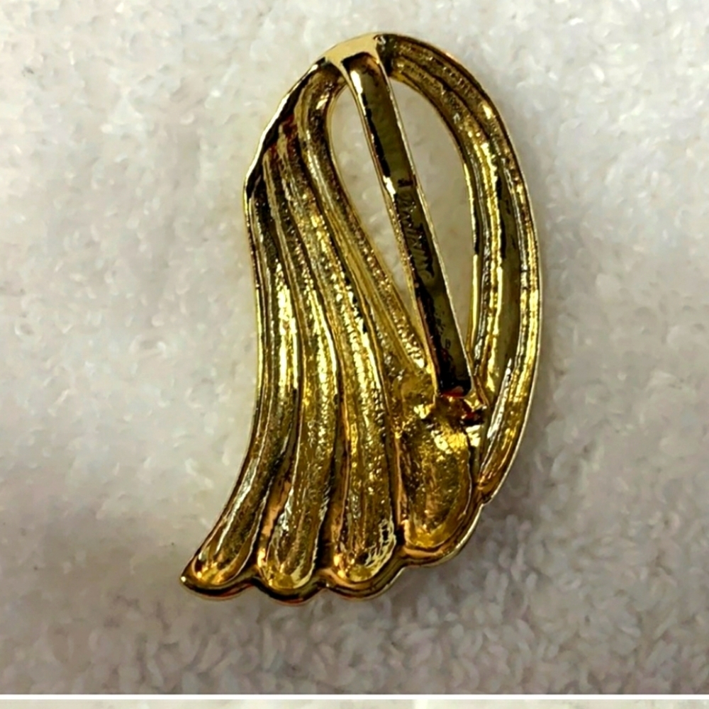 RARE Authentic Vintage Angel Wing Scarf Slide Luxury Gold Jewelry Celeb Style - Picture 2 of 15